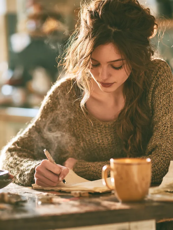 Young American woman journaling her budget, representing organized debt payoff with the site
