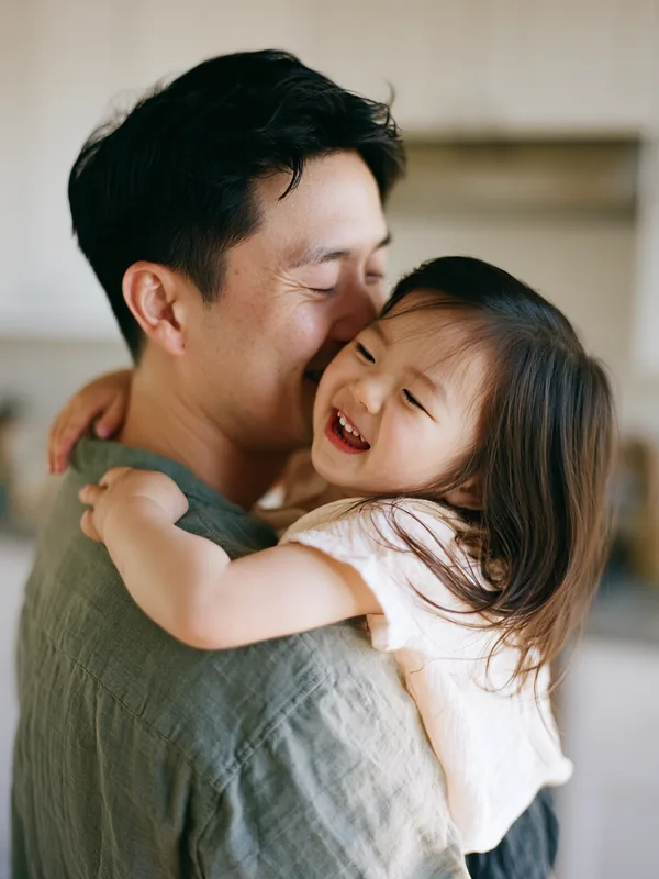 Asian American father with his daughter, representing family security through responsible borrowing with Fora Financial